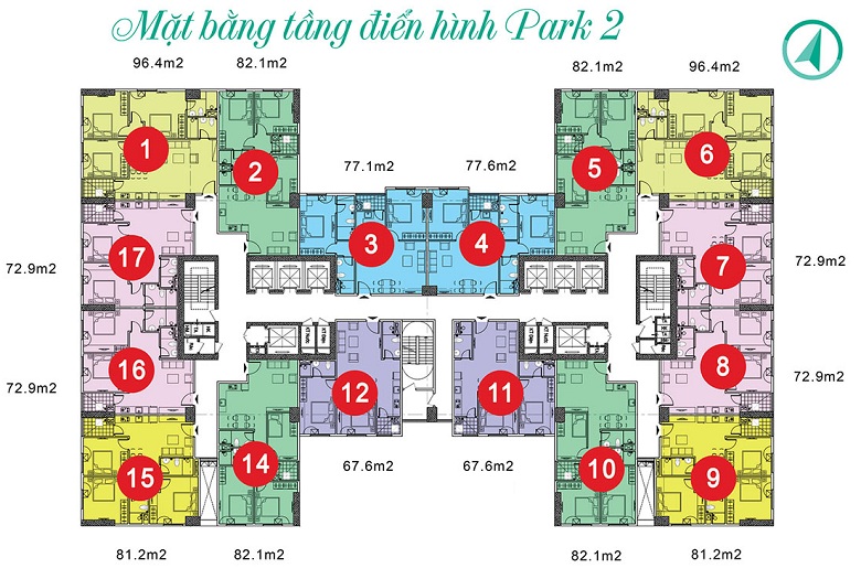 Mặt bằng tòa Park 2 Eurowindow Đông Trù
