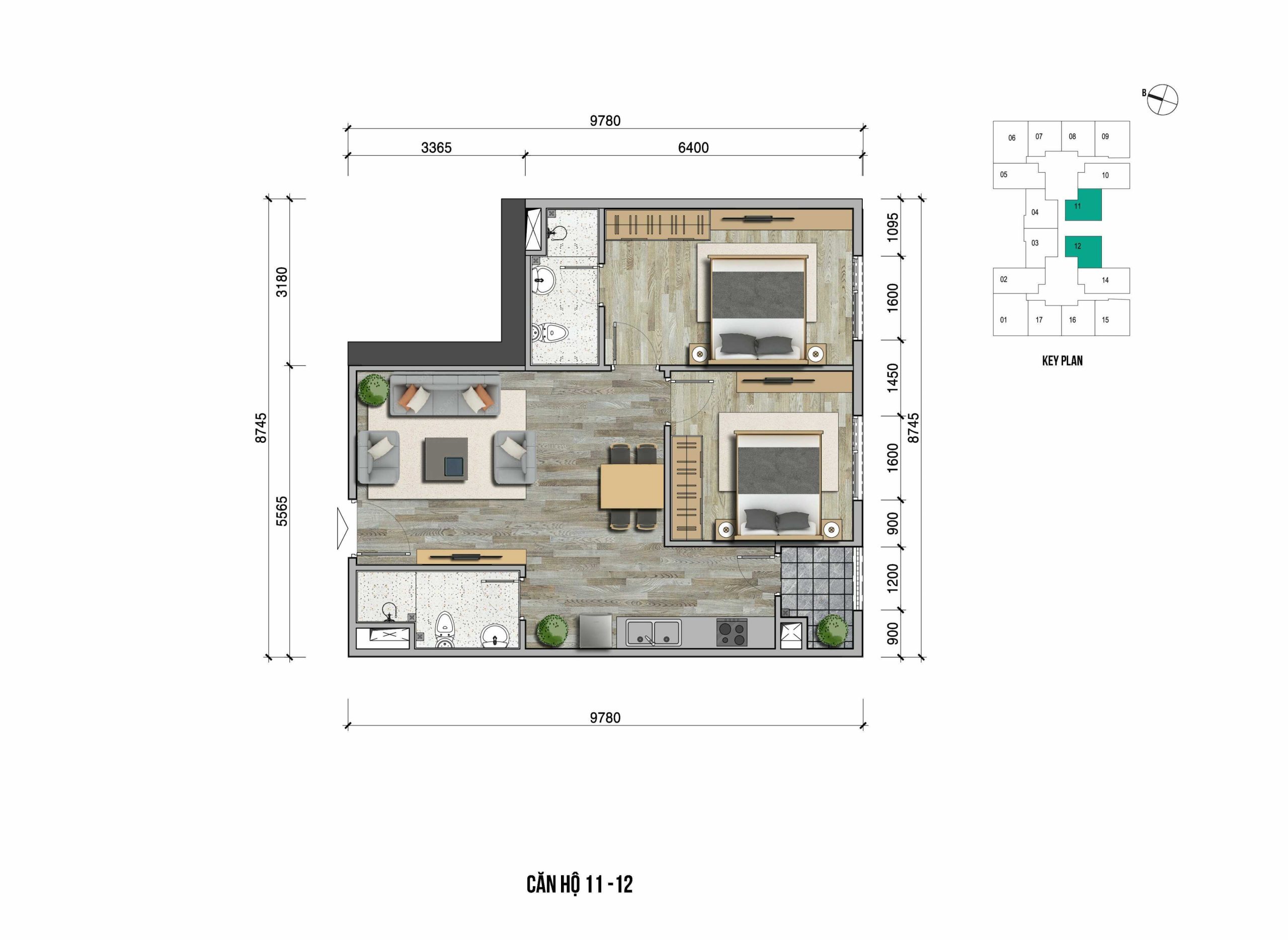 Căn hộ 11-12 tòa Park 1 - Park 2
