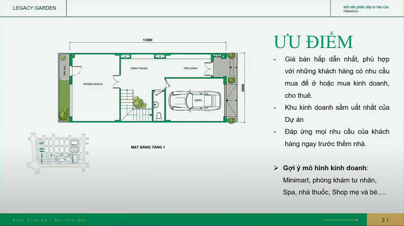 Thiết kế tầng 1 liền kề legacy garden