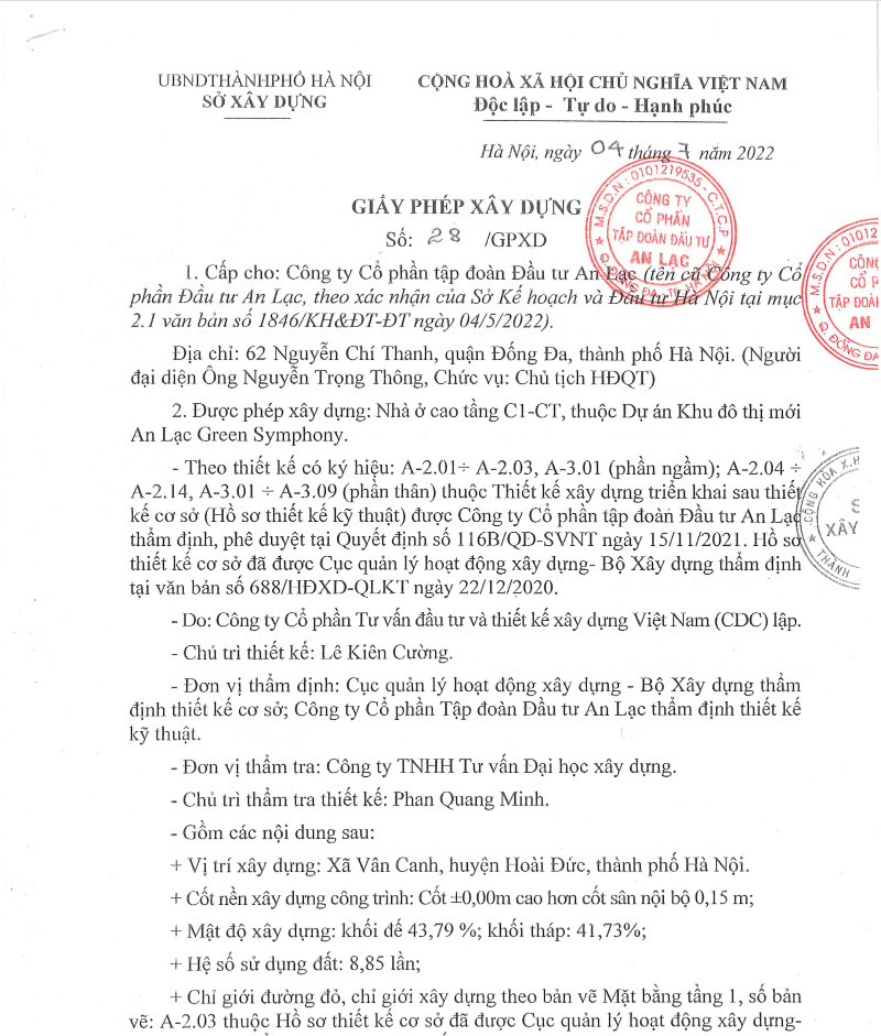 Giấy phép xây dựng moonlight 1 An Lạc Green Symphony Trang 1